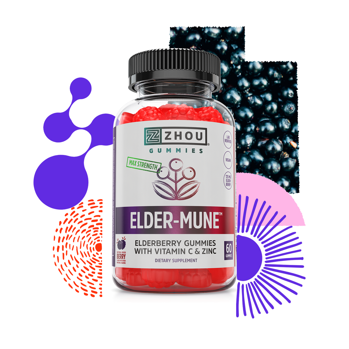 Zhou Nutrition Elder-Mune Elderberry Gummies