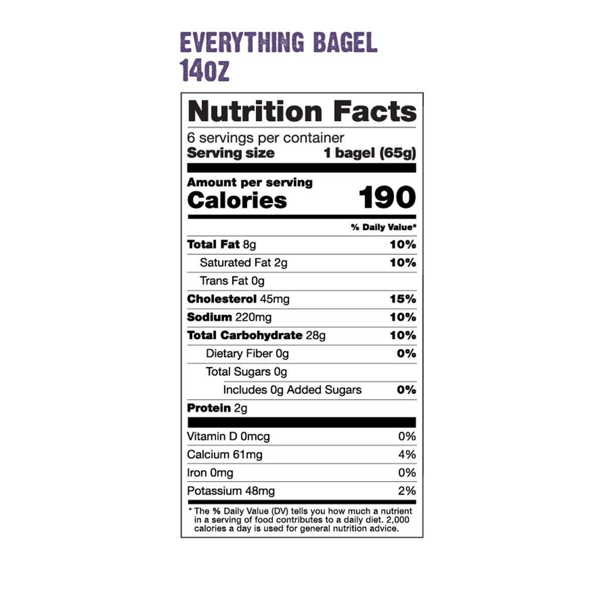 Against the Grain Everything Bagels - Supplement/Nutrition Facts