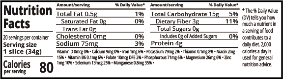 Food For Life Ezekiel 4:9 Sprouted Whole Grain Bread - Supplement/Nutrition Facts