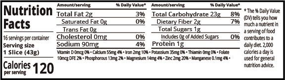 Food For Life Sprouted For Life Gluten Free Original 3 Seed Bread - Supplement/Nutrition Facts