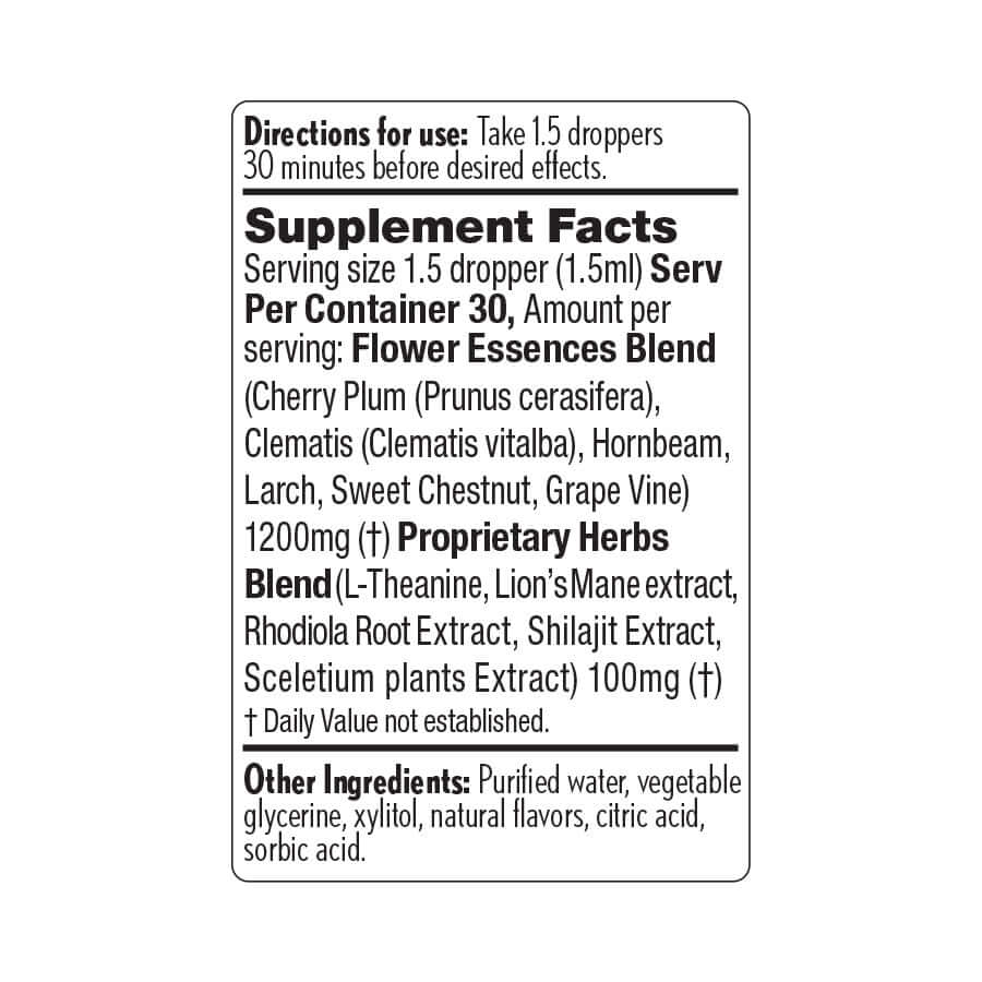 Supplement Facts for Barlean's Perform Mood Drops