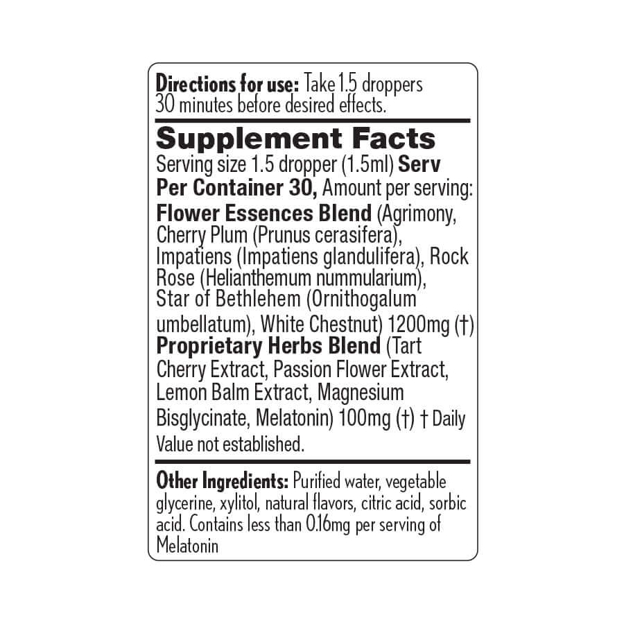 Supplement Facts for Barlean's Sleep Support Mood Drops