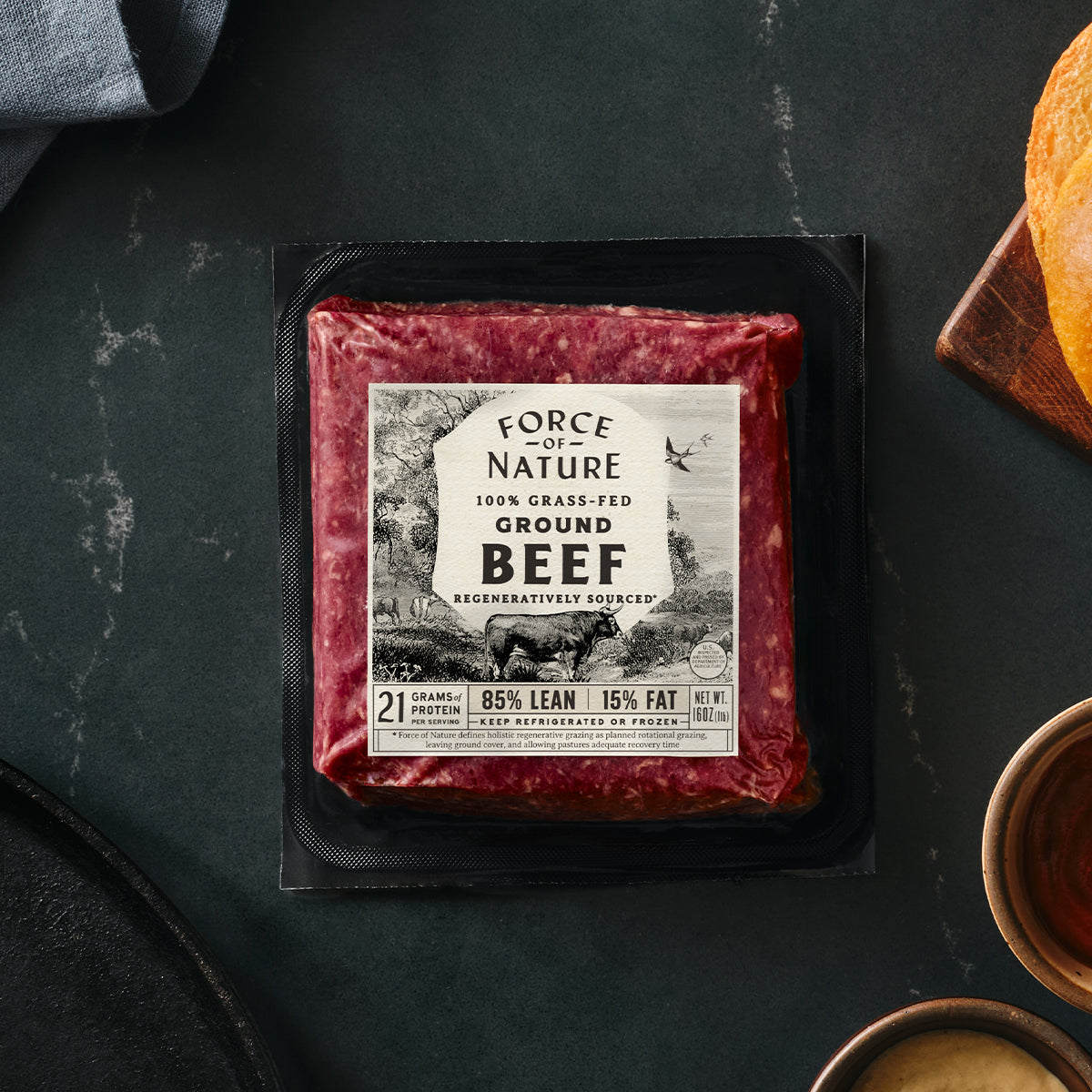 Force of Nature Grass Fed Ground Beef 85/15