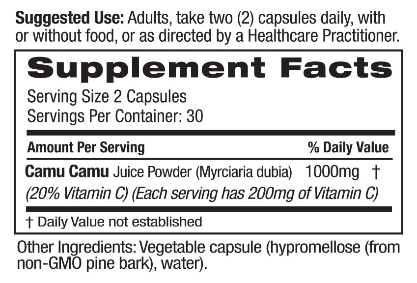 Supplement Facts for Emerald Labs Camu Camu Extract