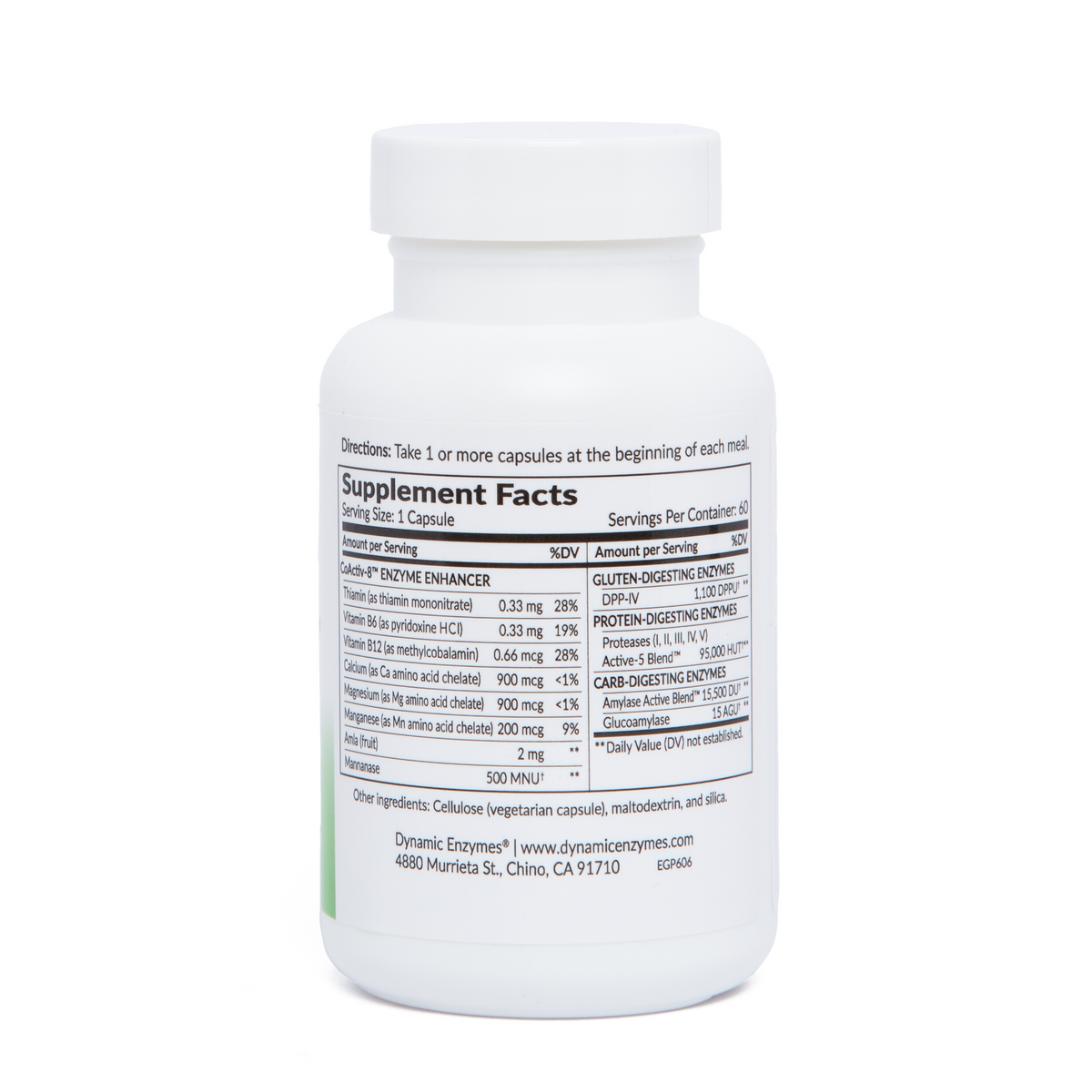 Supplement Facts for Dynamic Enzymes Gluten Plus