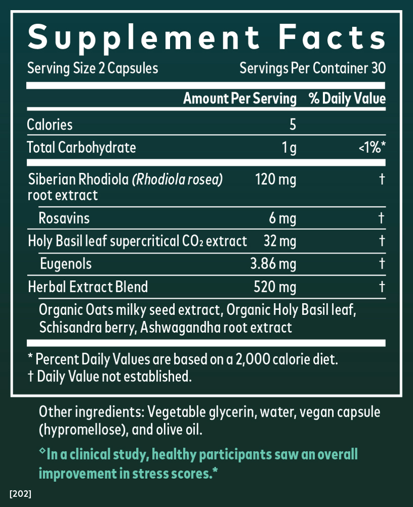 Supplement Facts for Gaia Herbs Adrenal Health Daily Support