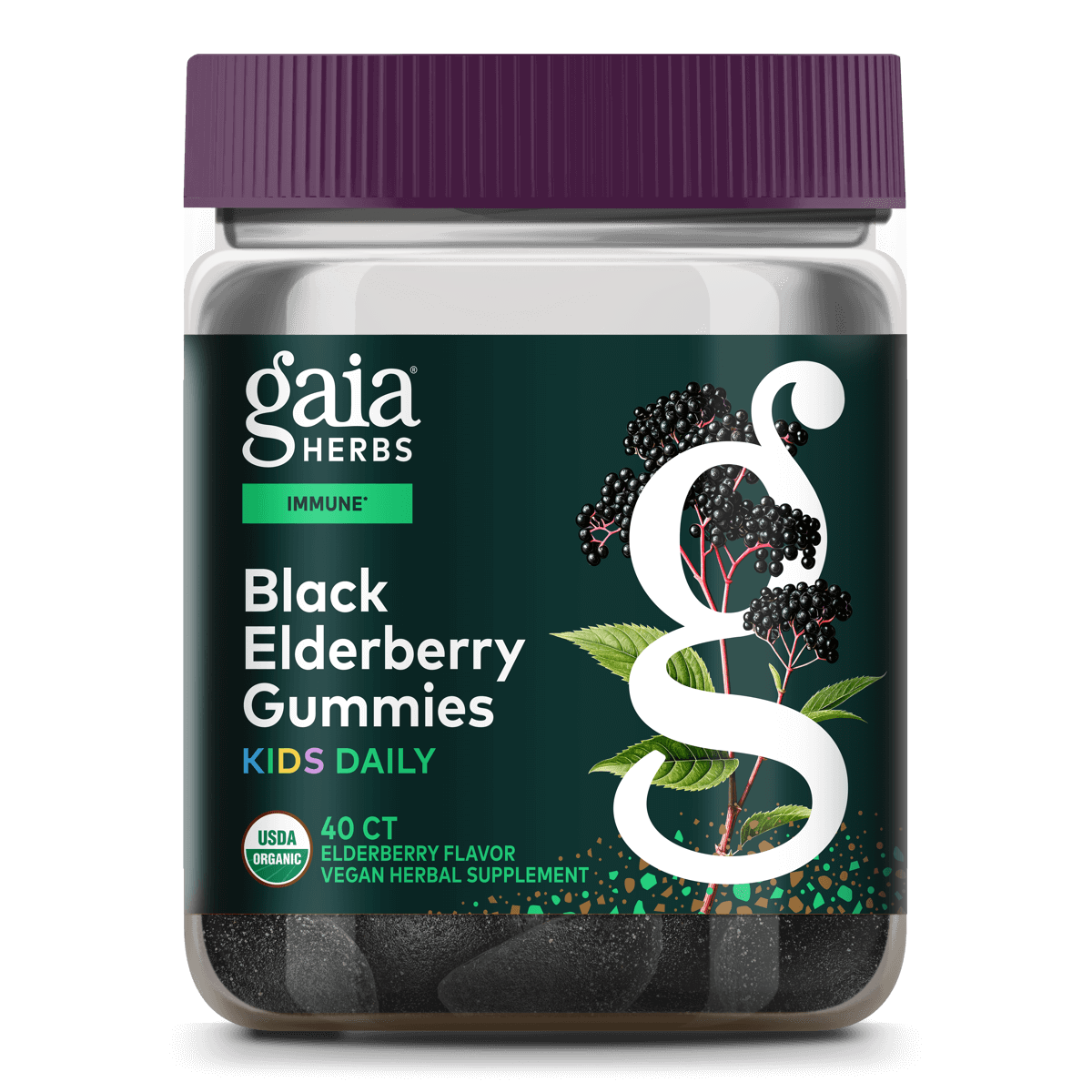 Gaia Herbs Black Elderberry Kids Daily Gummies