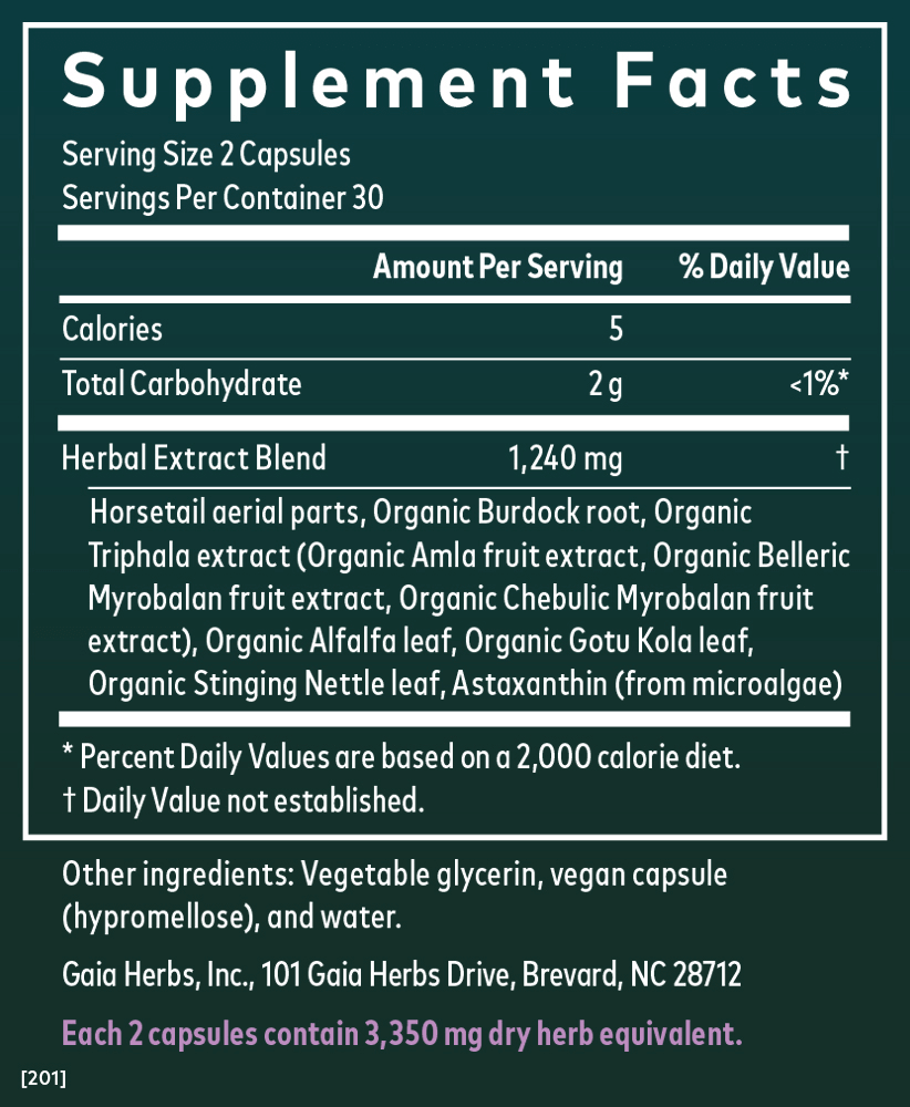 Supplement Facts for Gaia Herbs Hair, Skin & Nail Support