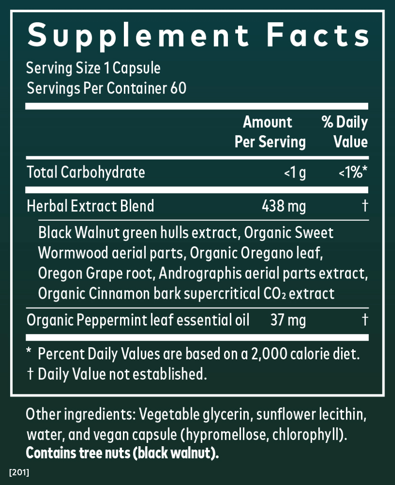 Supplement Facts for Gaia Herbs Microbiome Cleanse