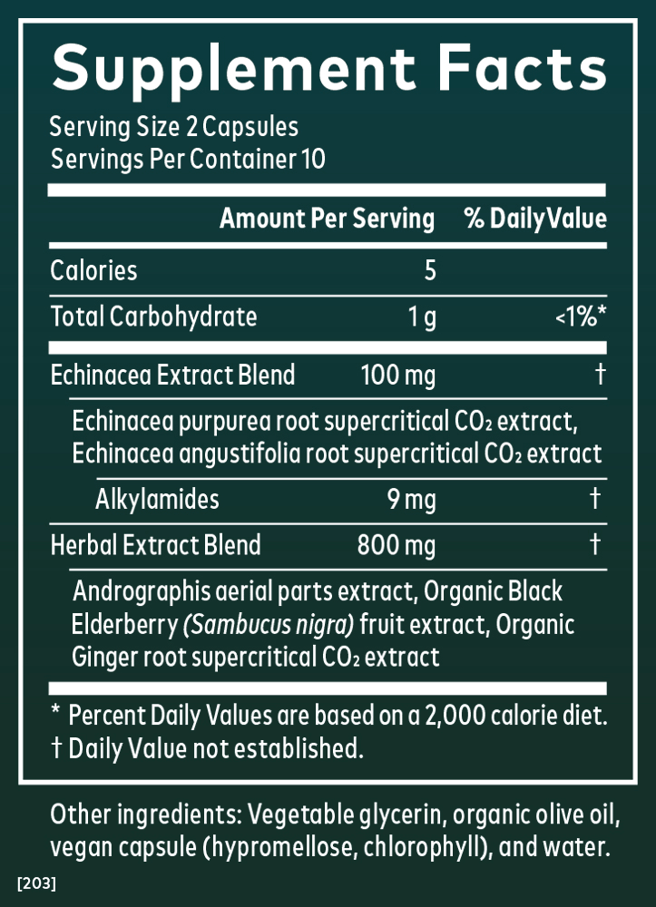 Supplement Facts for Gaia Herbs Quick Defense Capsules
