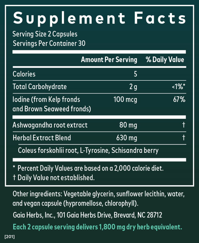 Supplement Facts for Gaia Herbs Thyroid Support