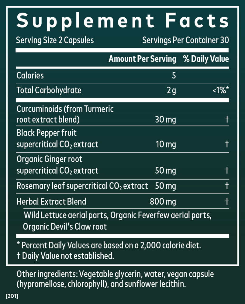 Supplement Facts for Gaia Herbs Turmeric Supreme Ache