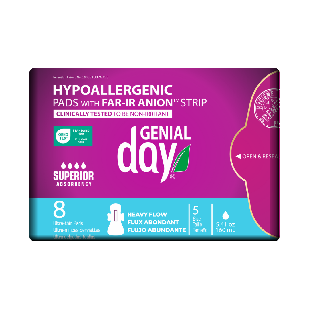 Genial Day ECO-certified Heavy Flow Pads with Anion Strip