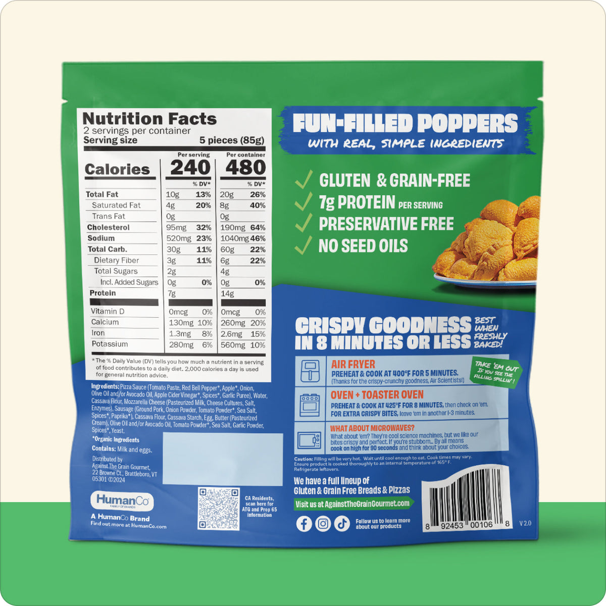Against the Grain Sausage Pizza Poppers 6 OZ