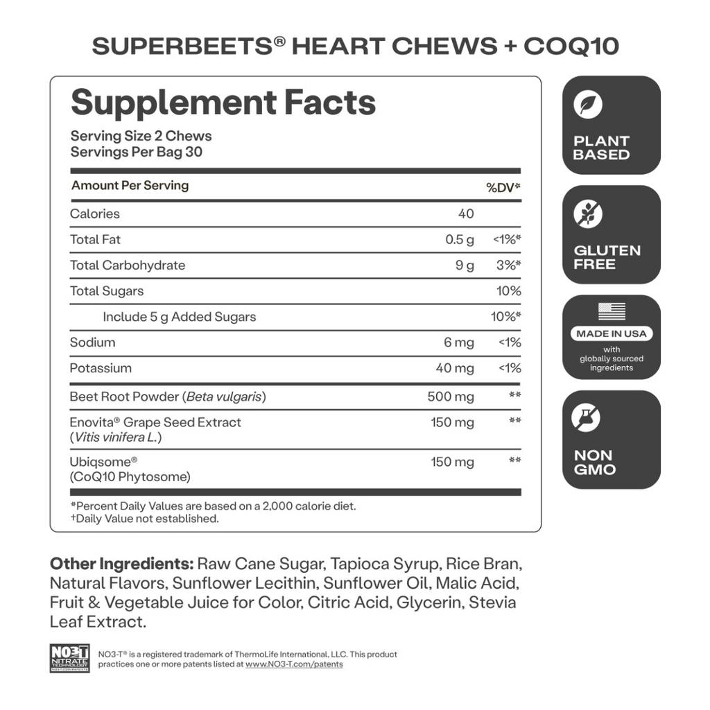 HumanN SuperBeets Heart Chews Advanced + CoQ10 (Acai Berry)