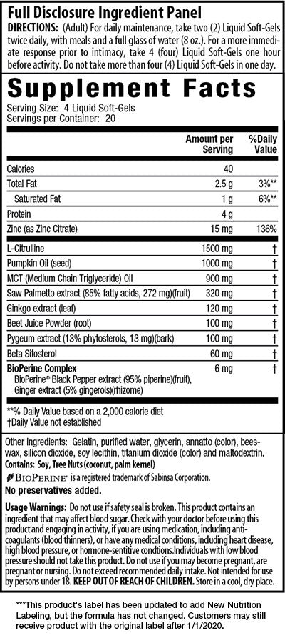 Supplement Facts for Irwin Naturals Prosta-Strong RED