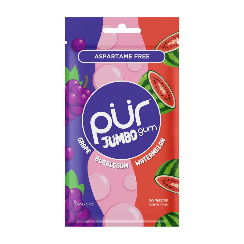PUR Grape Bubblegum Watermelon Gum 2.9 oz / 20 pieces