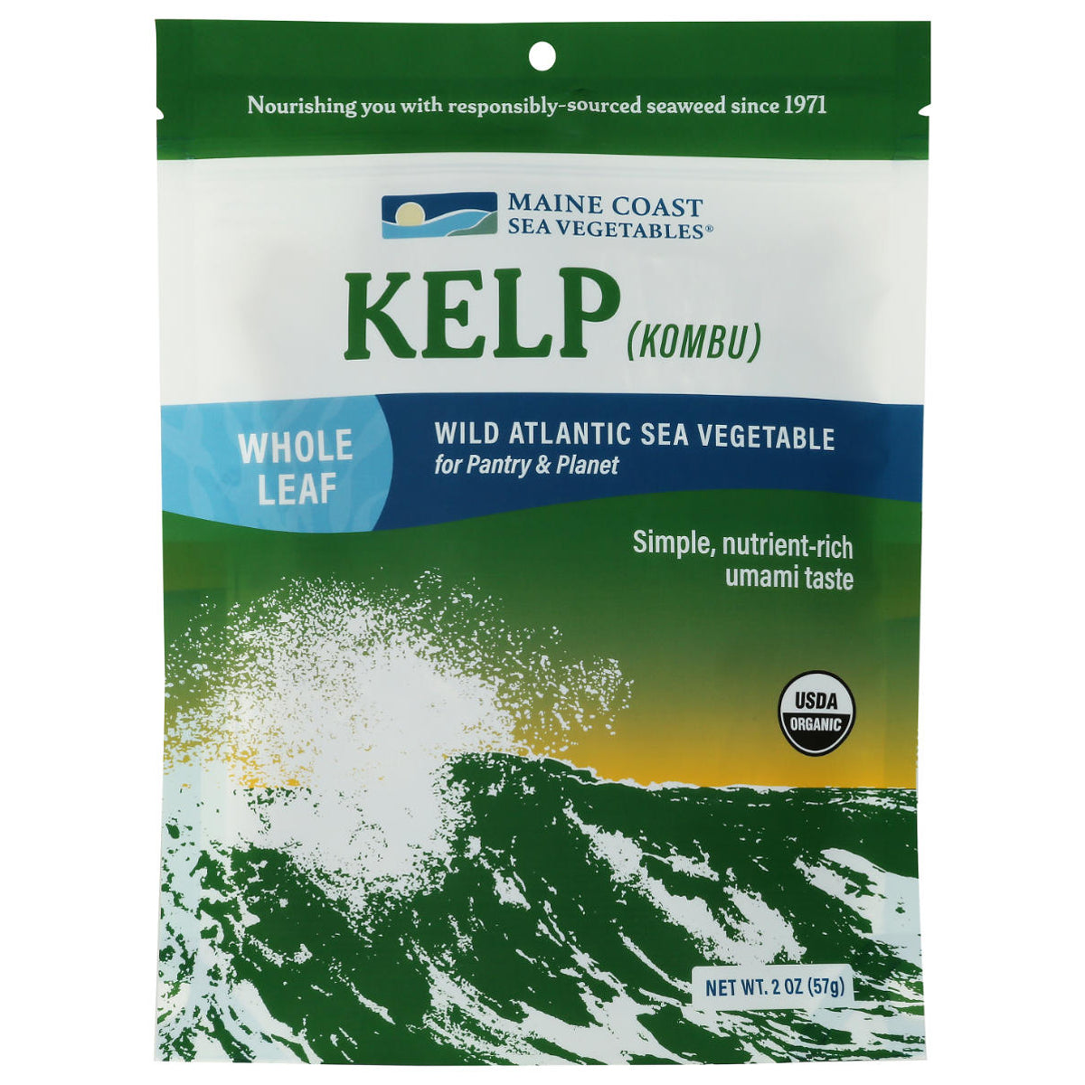 Maine Coast Sea Vegetables Organic Sugar Kelp Whole Leaf (Saccharina latissima) - "Wild Atlantic Kombu" - Wild-Harvested Sea Vegetable