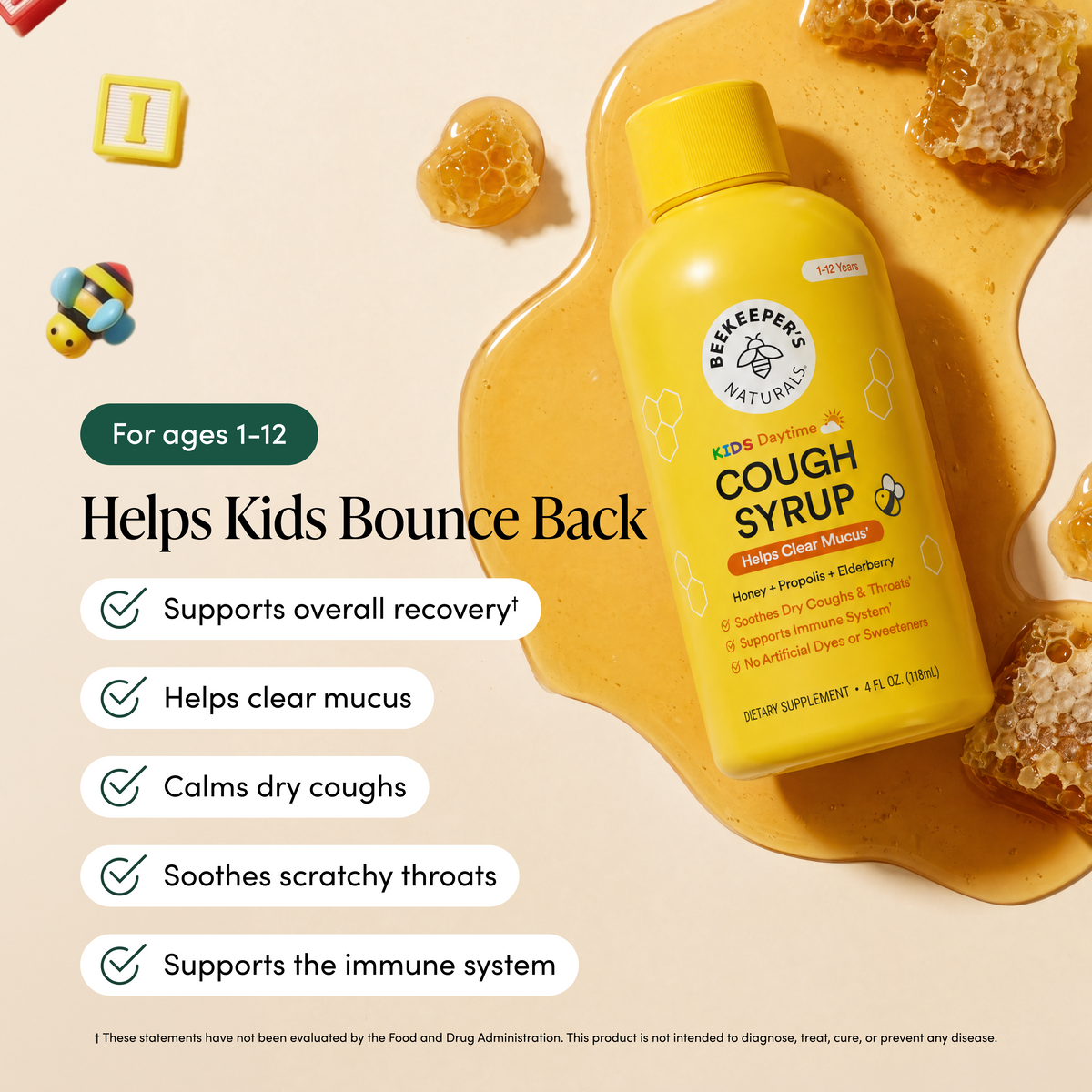 Beekeeper's Naturals Kids Daytime Honey Cough Syrup - additional view 1