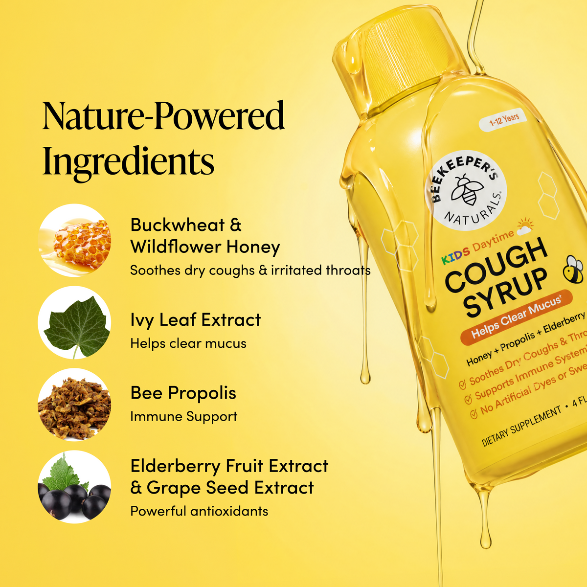 Beekeeper's Naturals Kids Daytime Honey Cough Syrup - additional view 2