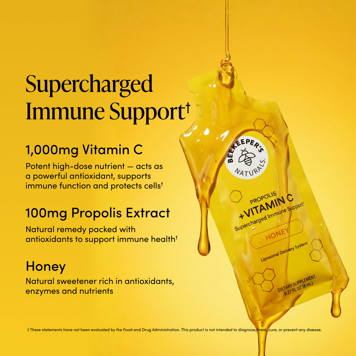 Beekeeper's Naturals Propolis + Vitamin C Liposomal, Single Packet