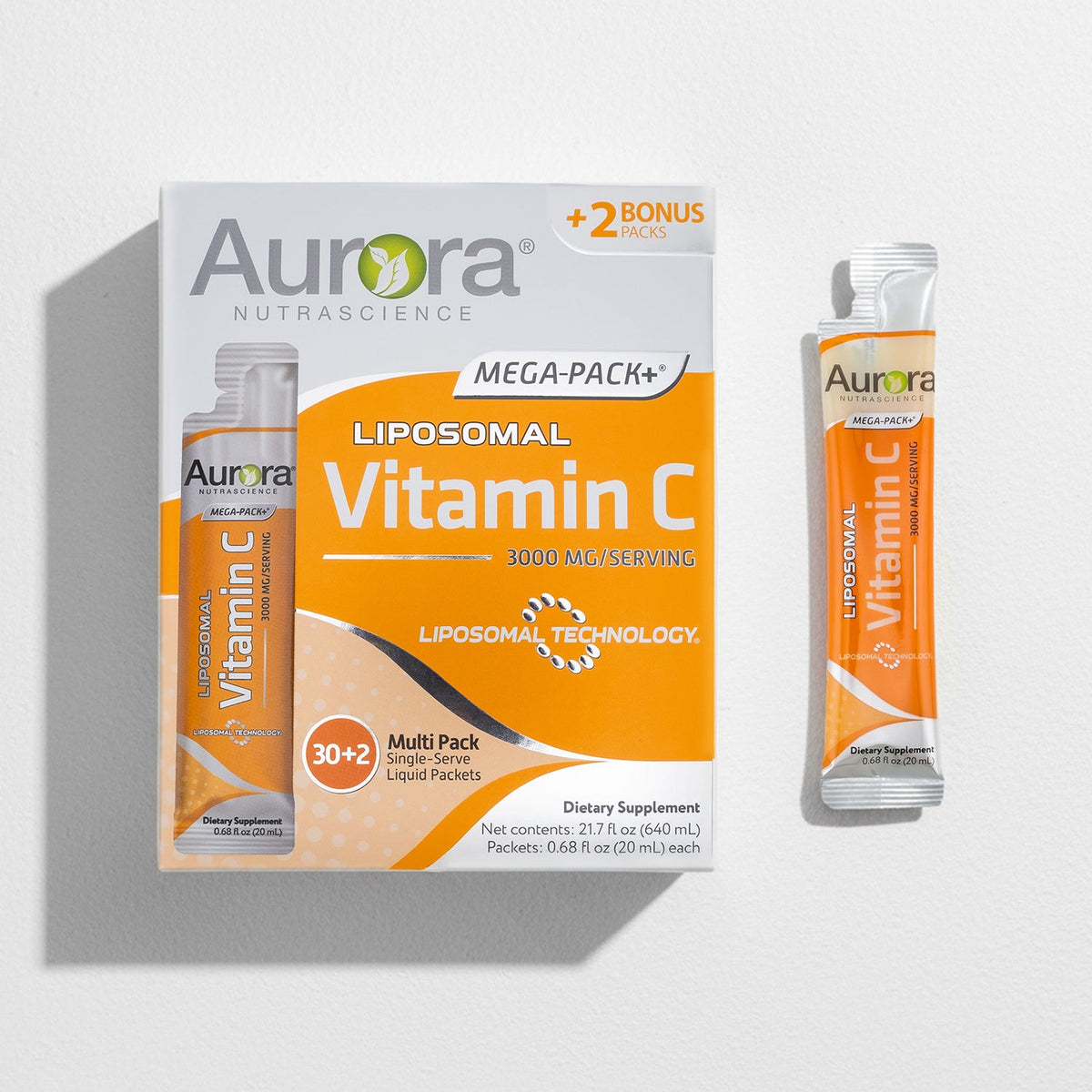 Aurora Nutrascience Mega-Pack+ Liposomal Vitamin C, 3,000 mg
