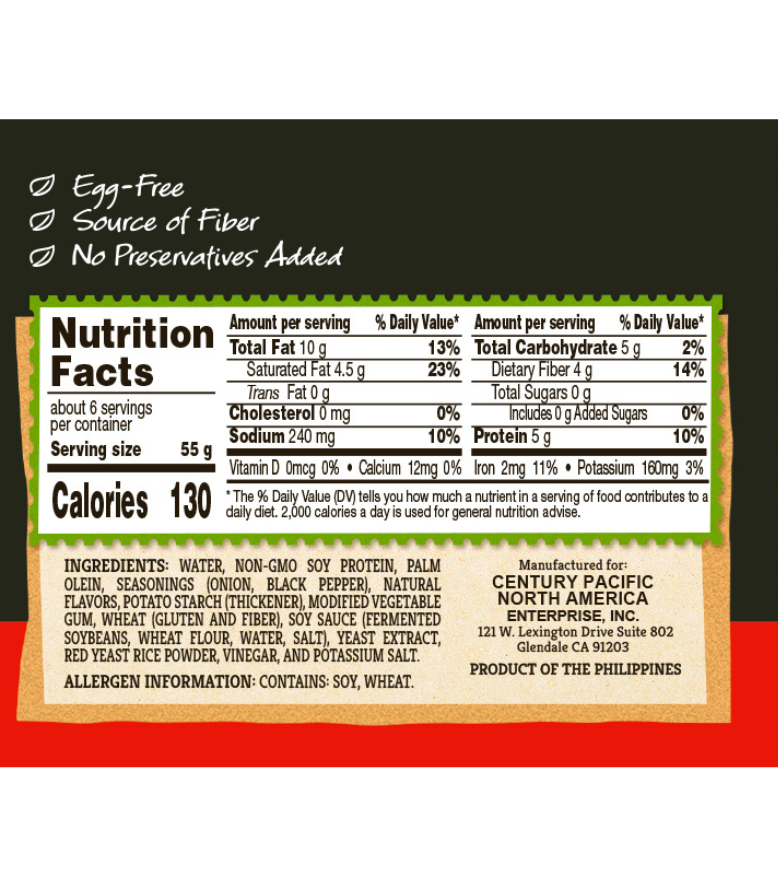Nutrition Facts for UNMEAT Burger Style Luncheon