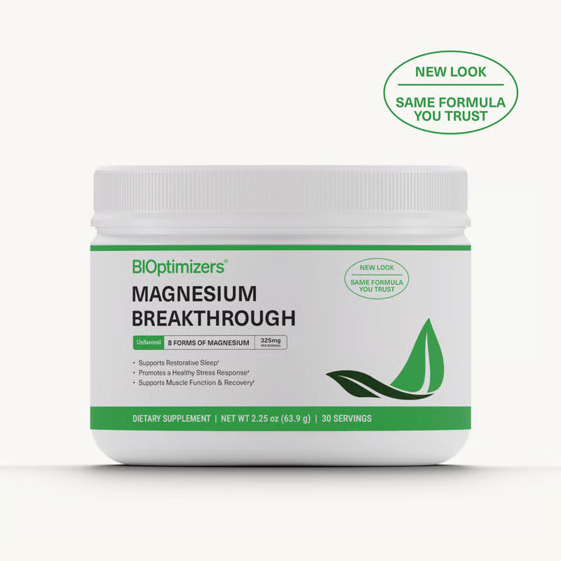 BiOptimizers Magnesium Breakthrough Drink Unflavored – front of jar