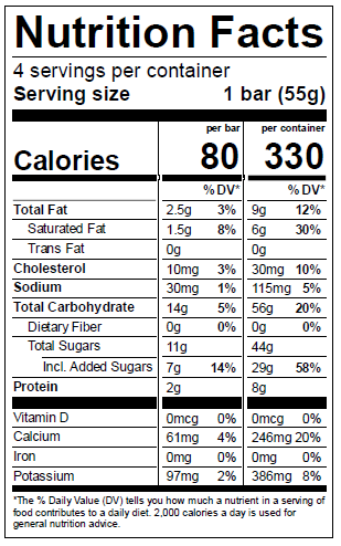 Nutrition Facts for Alden's Organic Mango Twist Bar