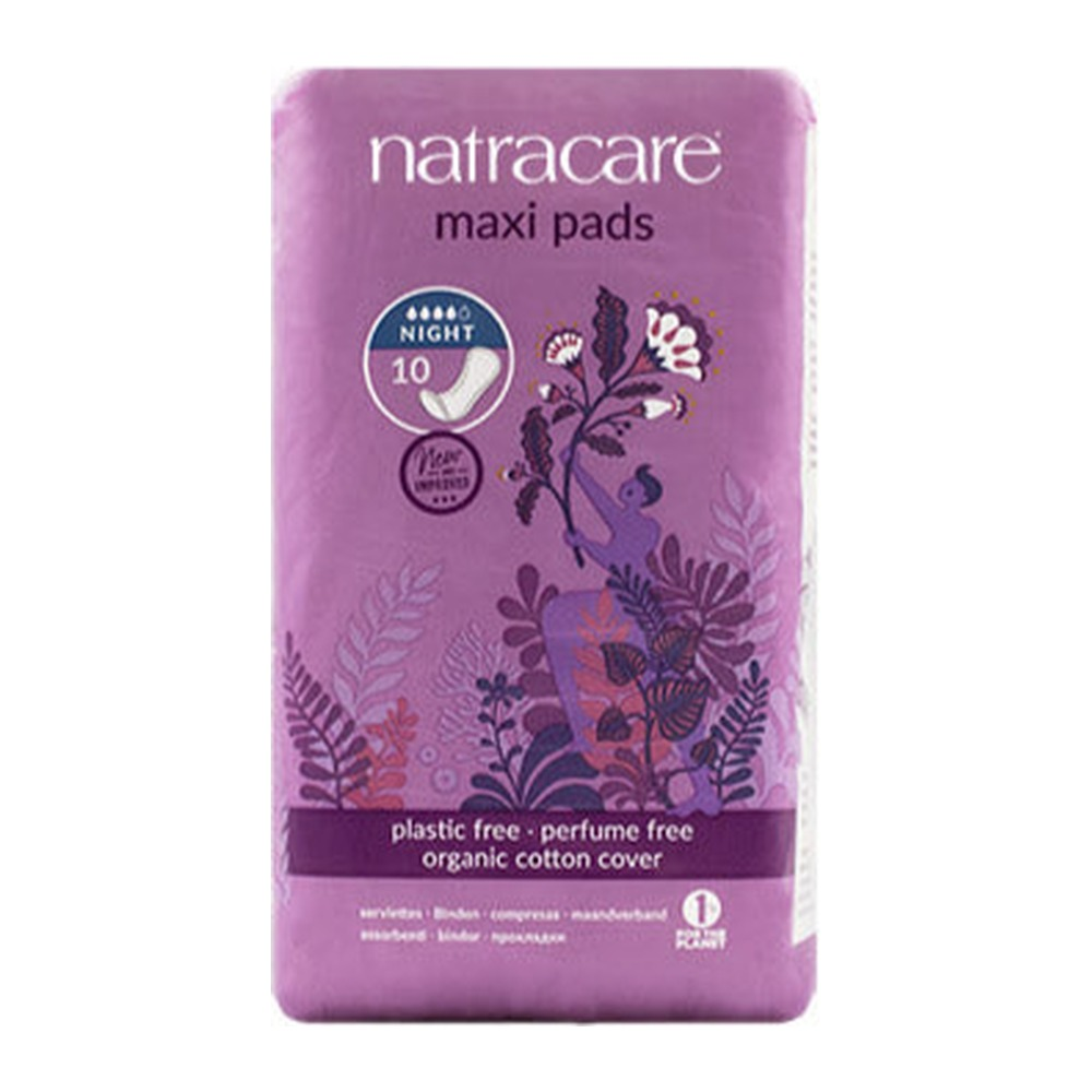 Natracare Night Time Maxi Pads - 10 Pads