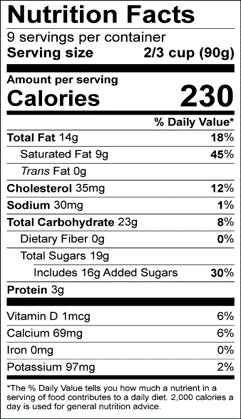Nutrition Facts for Alden's Organic Mint Chip Ice Cream