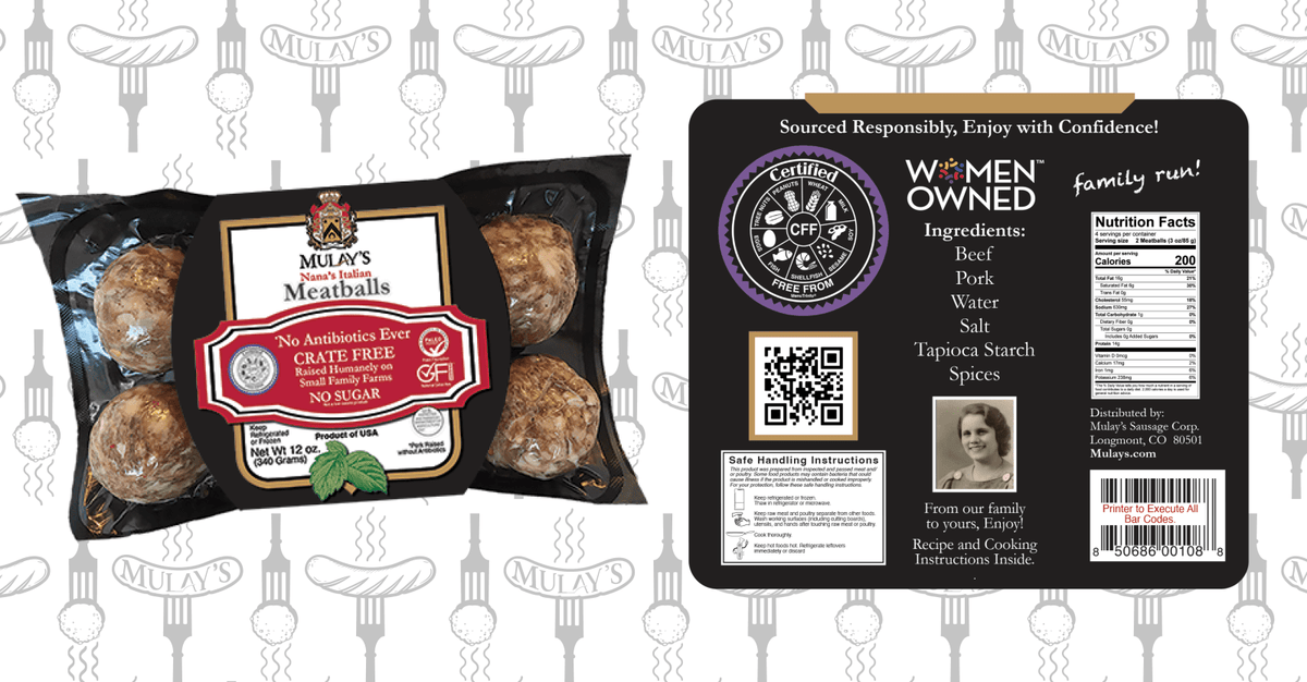 Mulay's Nana's Italian Meatballs 12 oz