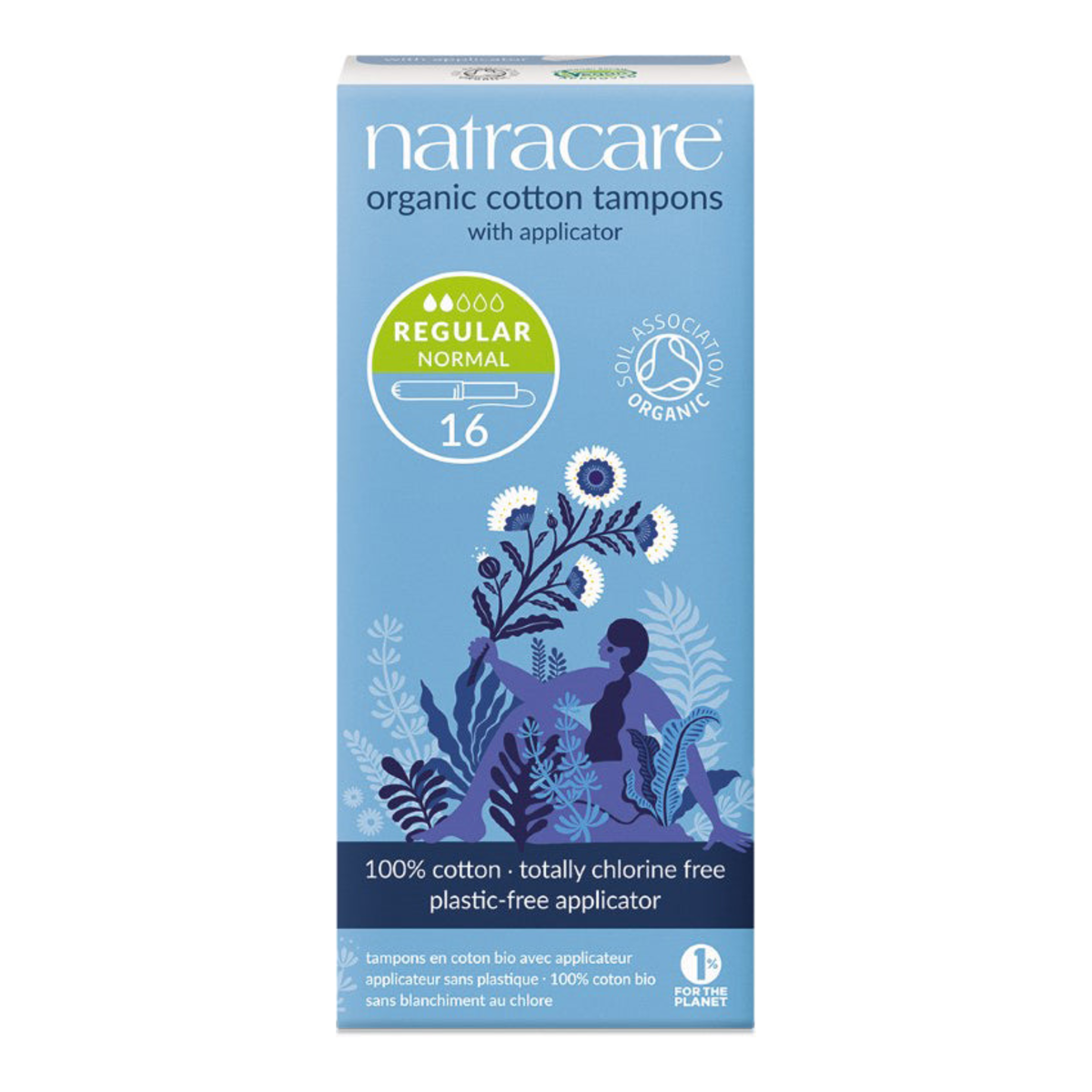 Natracare Regular Organic Cotton Tampons with Applicator, 16 count