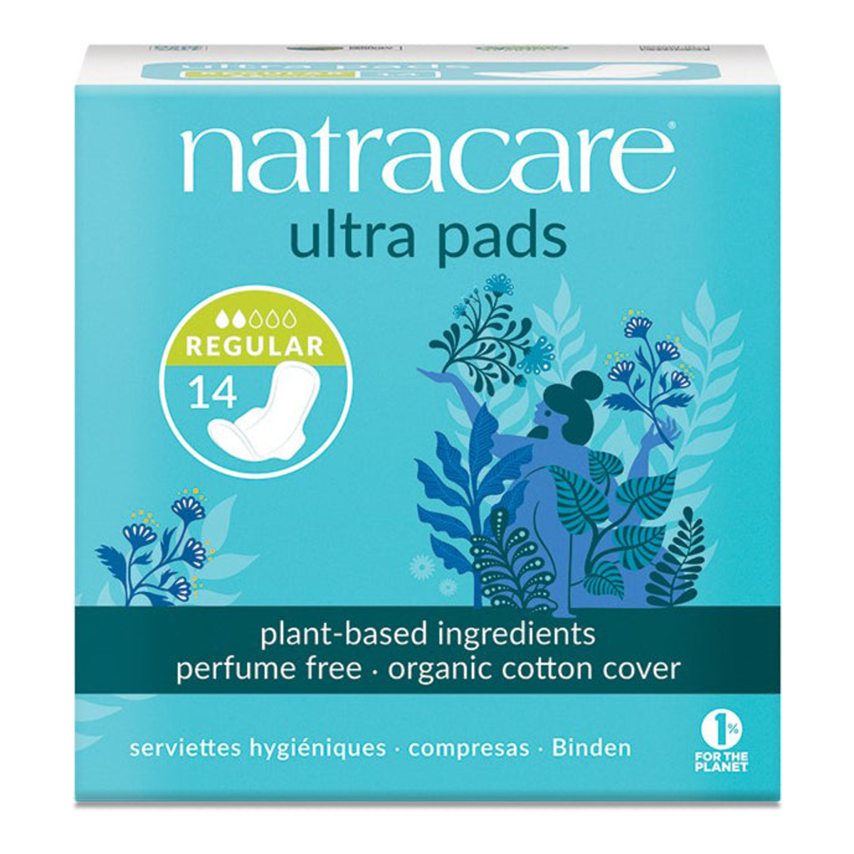 Natracare Ultra Regular Pads with Wings, 14 count