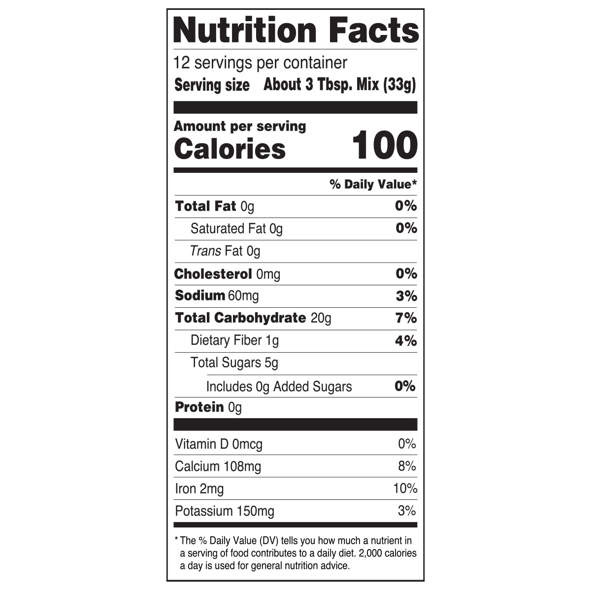 Nutrition Facts for Namaste Foods No Sugar Added Muffin Mix