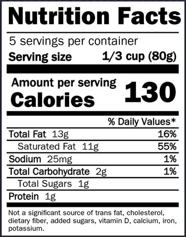 BLUE DRAGON Coconut Milk - Supplement/Nutrition Facts