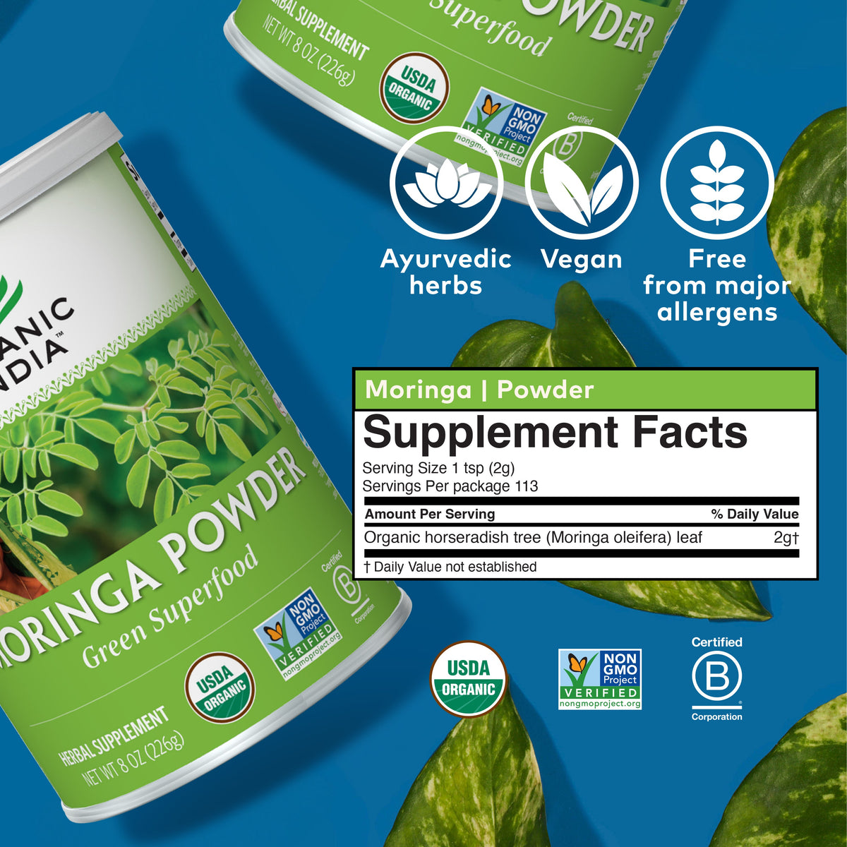 Supplement Facts for Organic India Moringa Powder