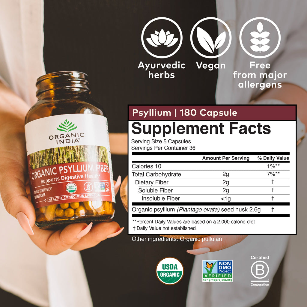 Supplement Facts for Organic India Psyllium Husk Capsules