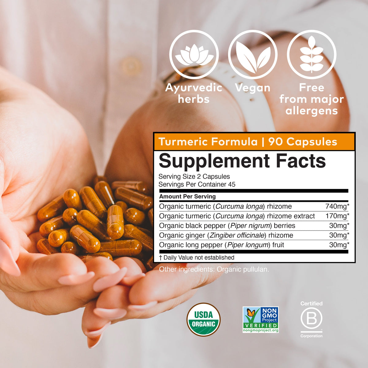 Supplement Facts for Organic India Turmeric Formula Capsules