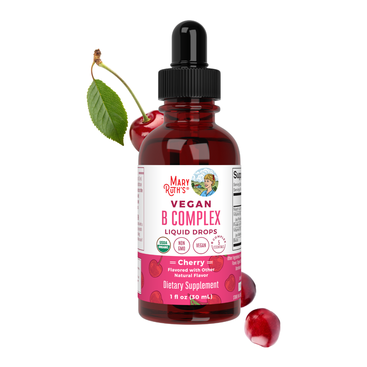 MaryRuth Organics Vegan B-Complex Drops (Cherry) - 1 fl oz