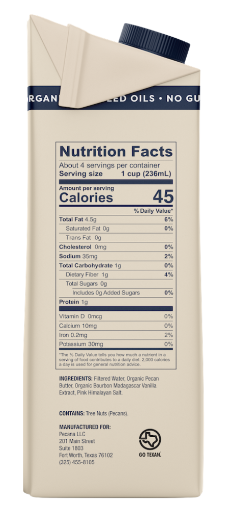 Pecana Organic Unsweetened Vanilla Pecan Milk - additional view 1