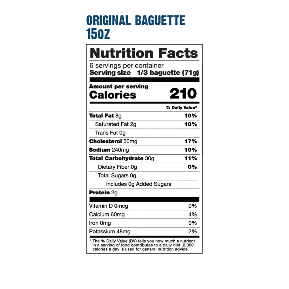 Against the Grain Original Baguettes - Supplement/Nutrition Facts