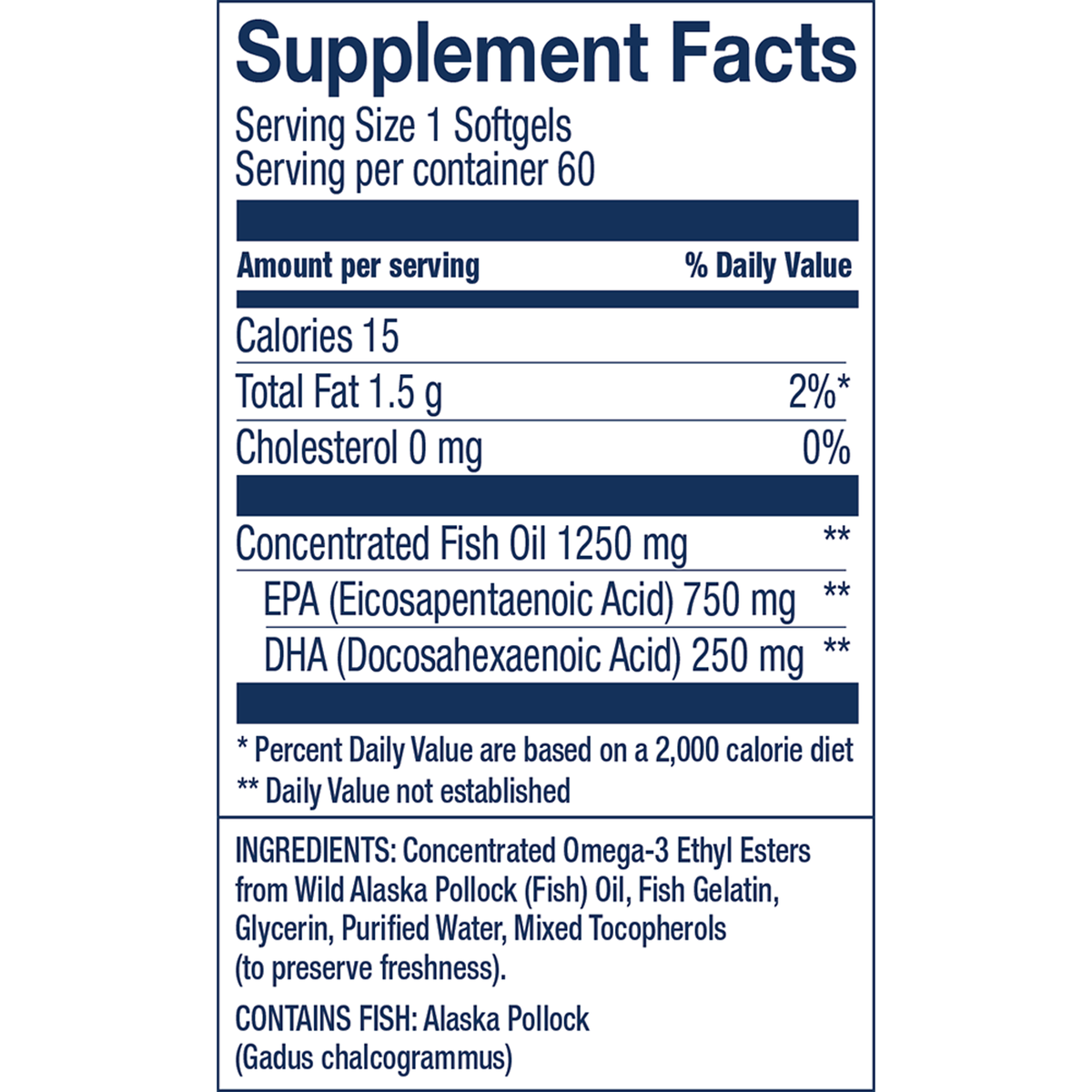 Supplement Facts for Wiley's Finest Peak EPA