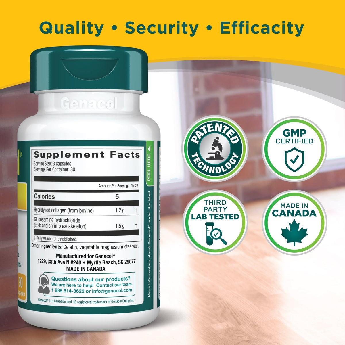 Genacol Plus Supplement Facts panel, 90 count