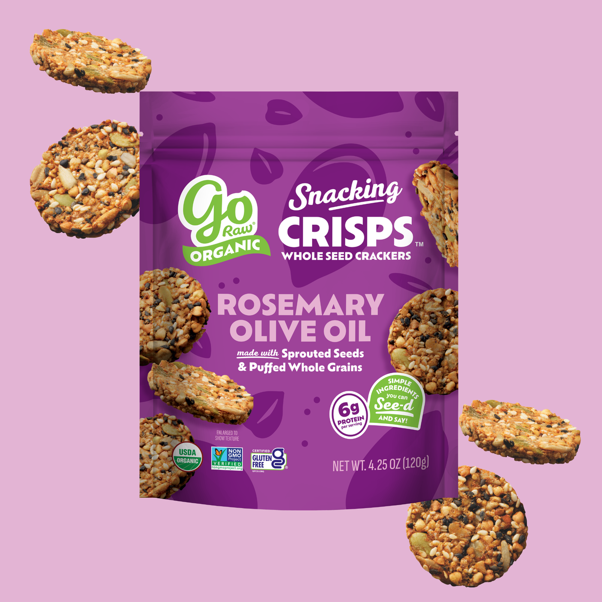 Go Raw Rosemary Olive Oil Snacking Crisps 4.25 oz