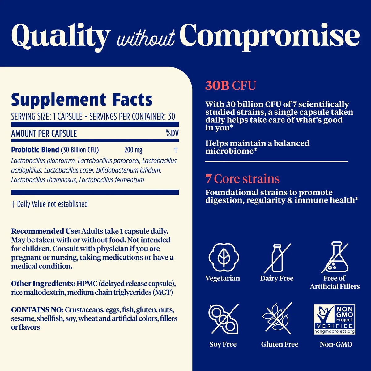 Supplement Facts for Enzymedica SubCulture Probiotic for Daily Gut Health 30 Billion CFU