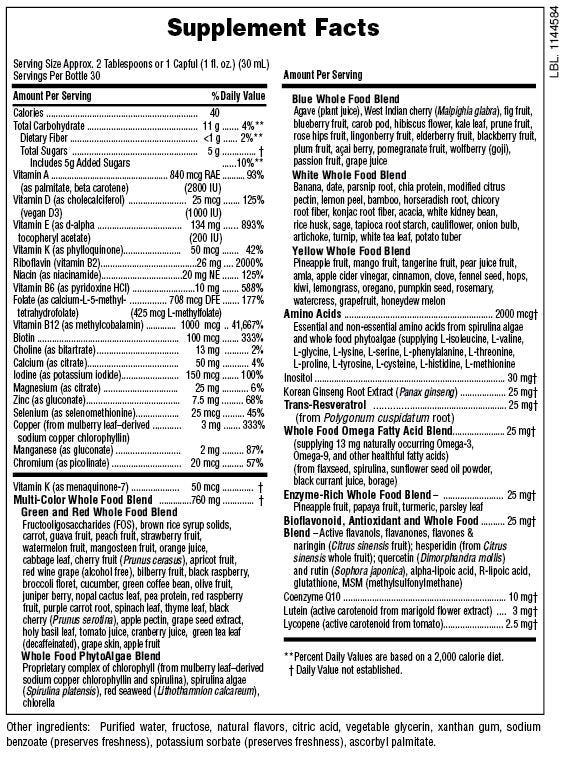 Supplement Facts for Nature's Plus Source of Life® GOLD Multivitamin Liquid