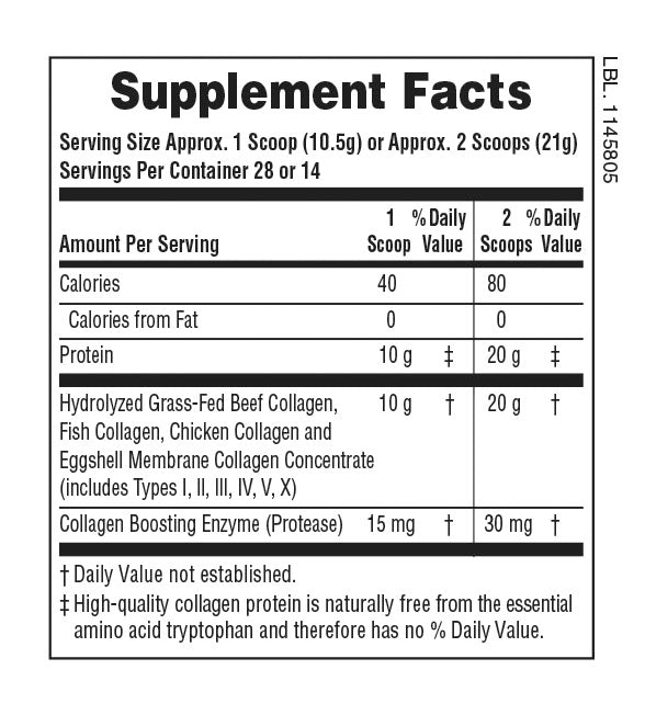 Supplement Facts for Nature's Plus Collagen Peptides