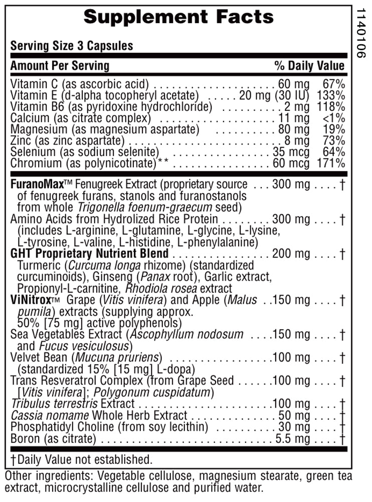 Supplement Facts for Nature's Plus GHT MALE™ Capsules