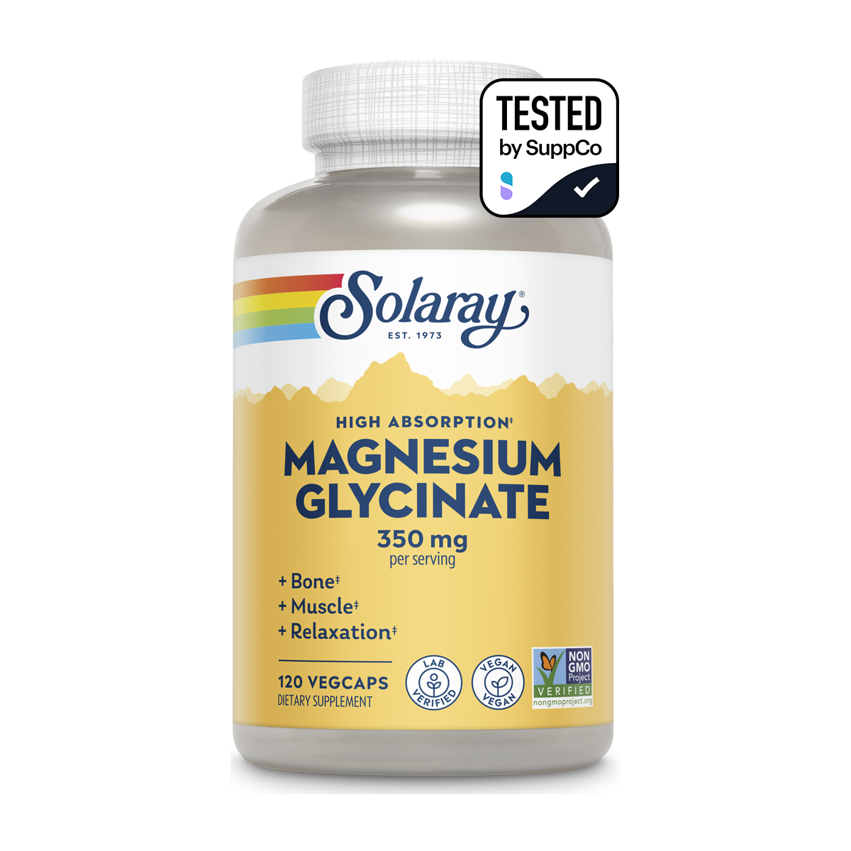 Solaray Magnesium Glycinate 350mg - 120 Vegetable Capsules